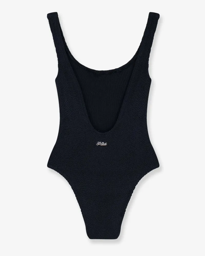 MC2 Saint Barth Women's One-Piece Swimsuit Lora Crinkle Black Polyamide Swimwear Sea Clothing Black