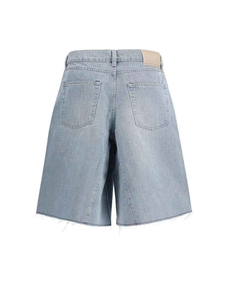 Our Legacy Women Blue Cotton Bermuda Shorts Blue