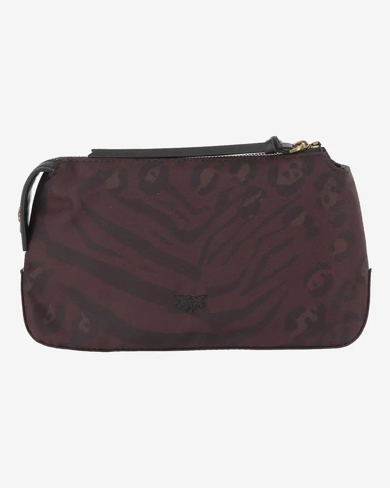 Pinko Women's Toiletry Bag With Animal Print Nylon Accessory Multicolor