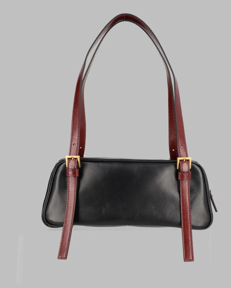 Versace Emblème Lambskin Leather Shoulder Bag — Black Black