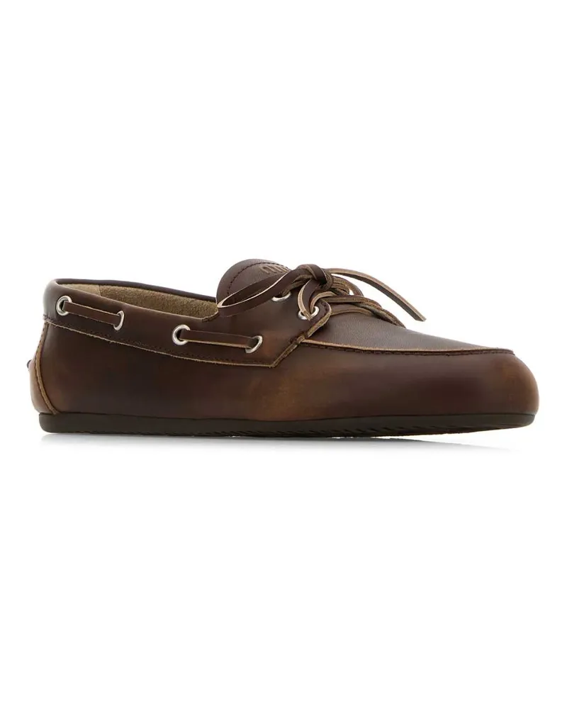Miu Miu Women's Brown Leather Loafers Bruciato Calfskin Brown