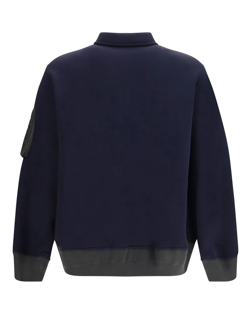 Sacai Terry Cloth Zip Polo — Navy Navy
