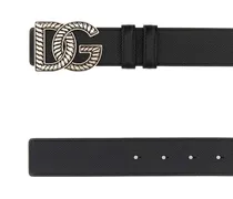 Men's Logo-Buckle Leather Belt Black Calfskin
