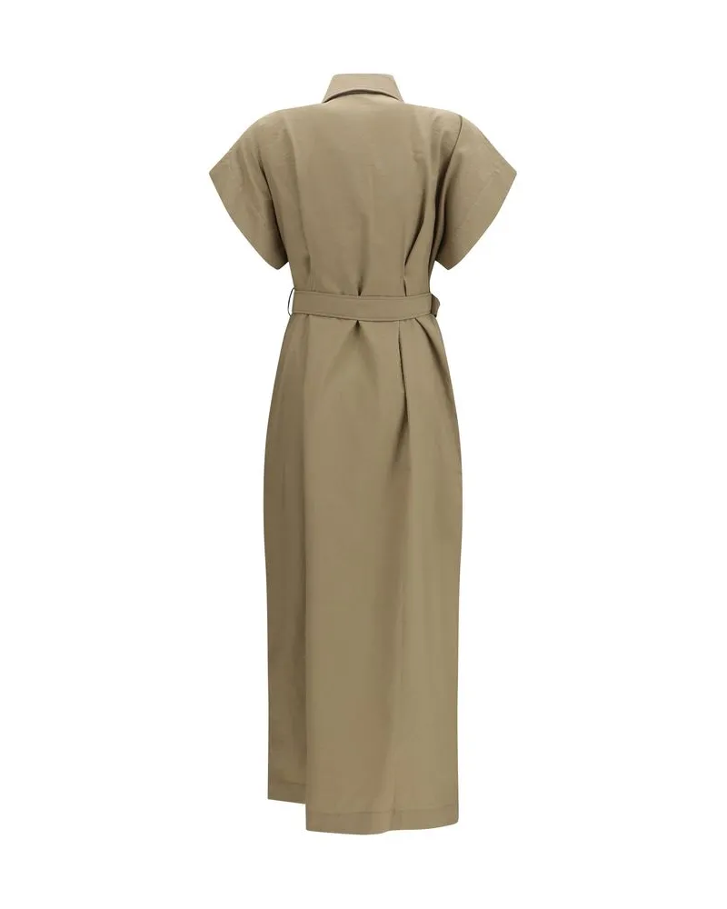 Brunello Cucinelli Women Beige Cotton Casual Dress Beige