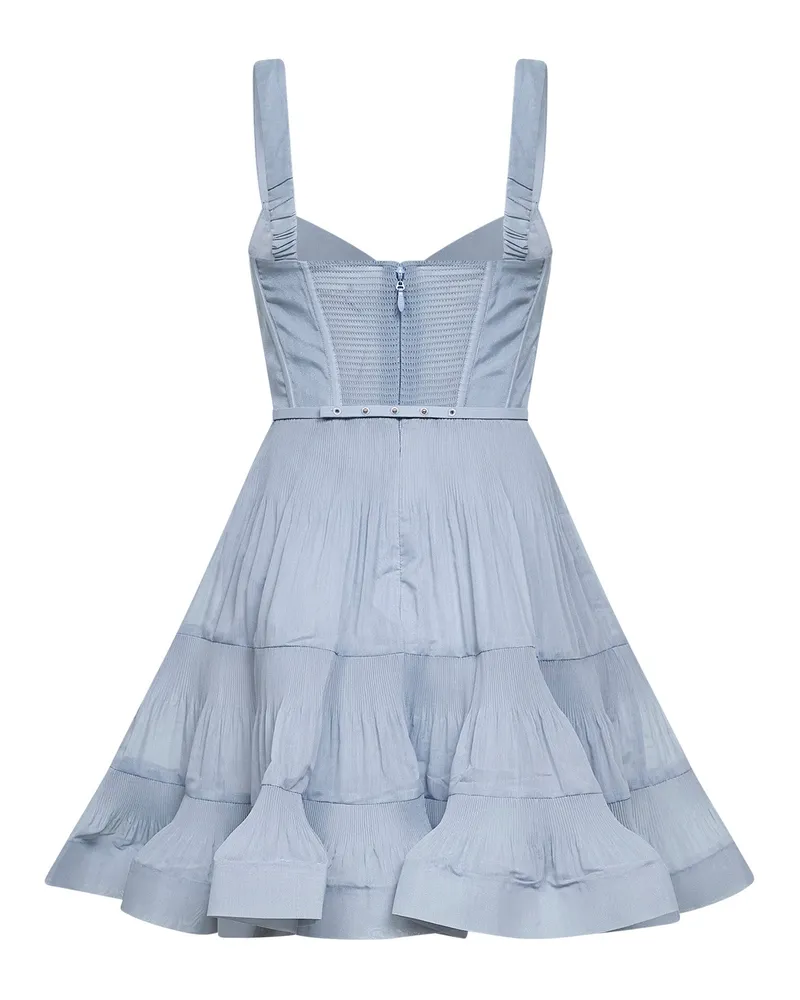 Zimmermann Pleated Bustier Mini Dress — Blue Blue