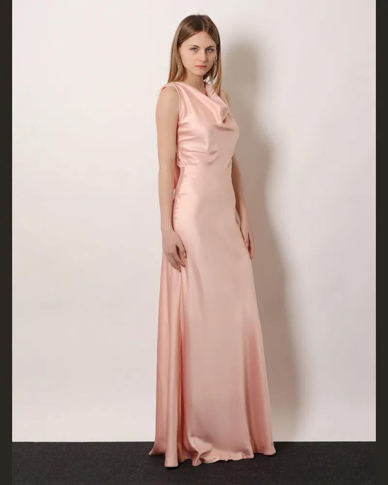 ACTUALEE Women's Dress Long Satin Pink Polyester Pink
