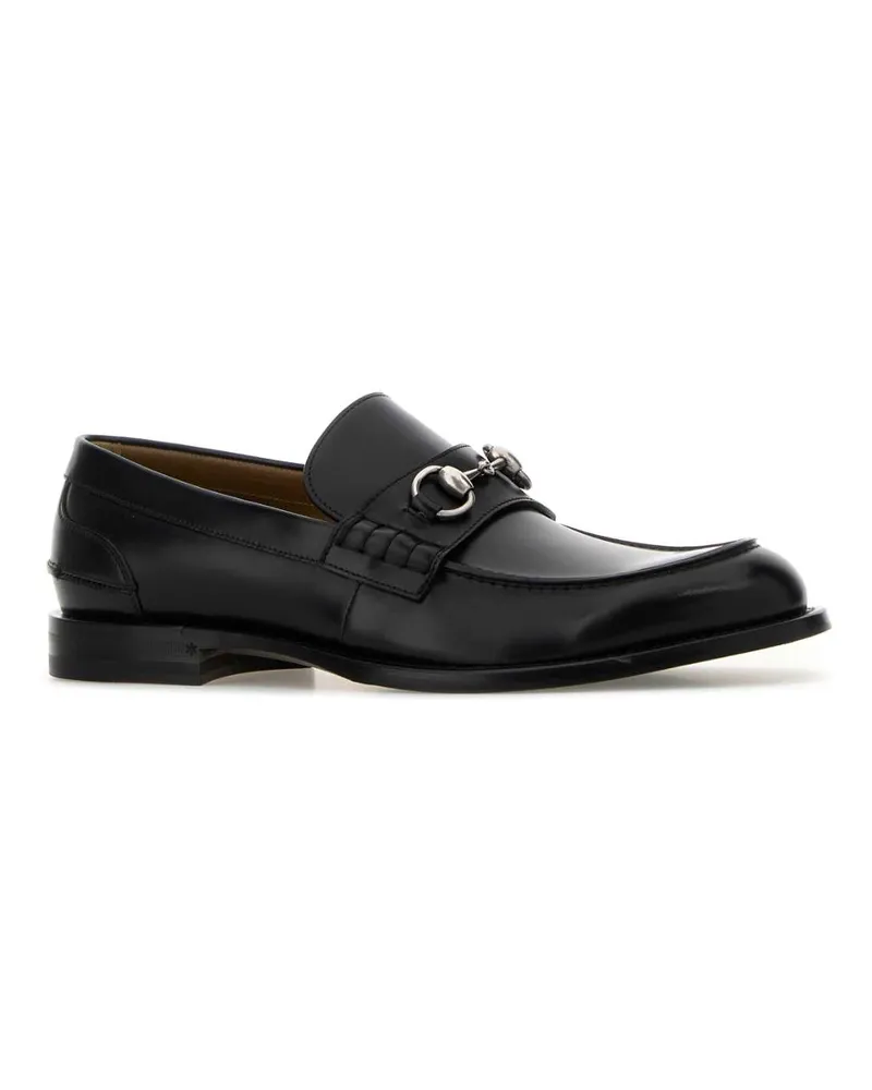 Gucci Men's Black Leather Loafers Blackblackblack Calf Skin Mocassini Black