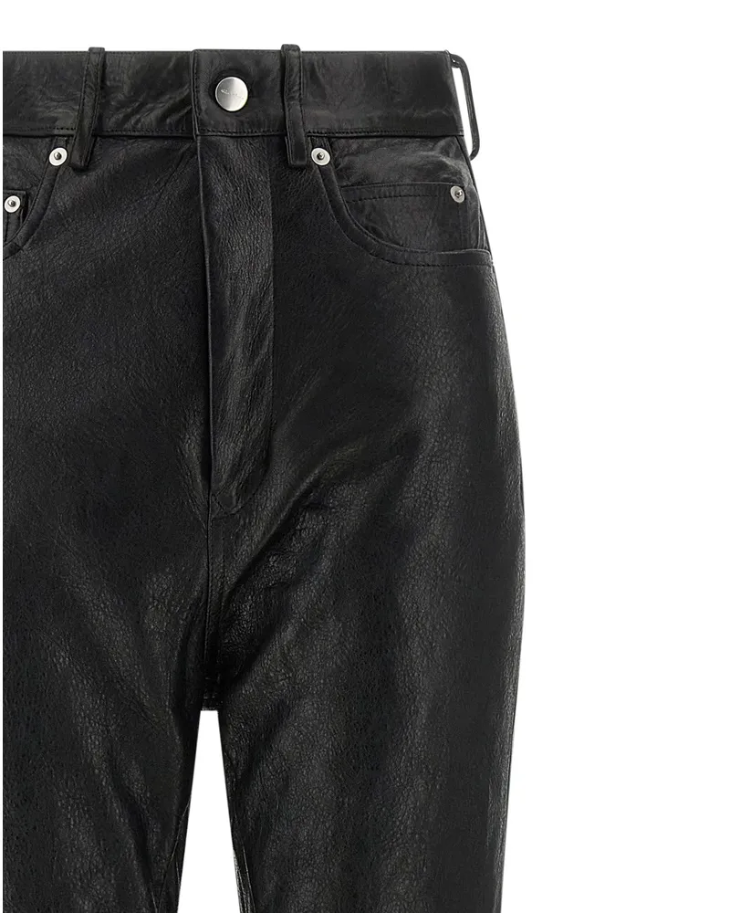 Rick Owens Lamb Leather Bootcut Jeans — Black Black