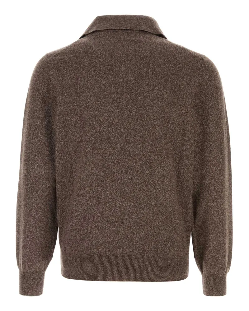 Brunello Cucinelli Cashmere Polo Sweater — Gray Gray