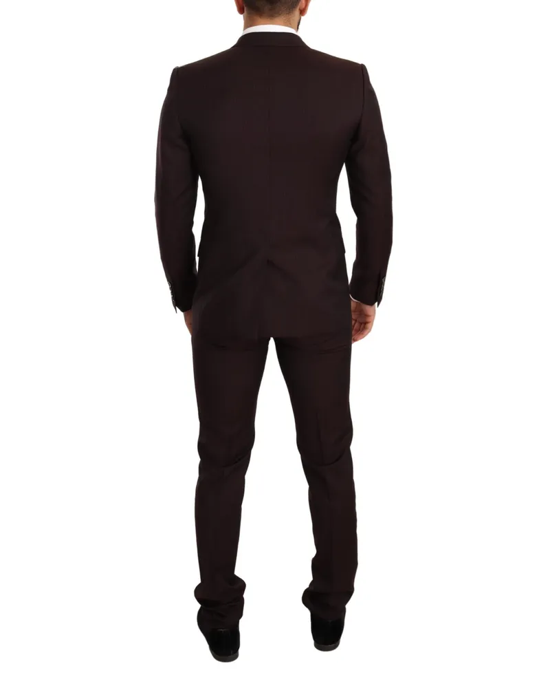 Dolce & Gabbana Men Bordeaux Wool Martini Slim Fit Suit Bordeaux