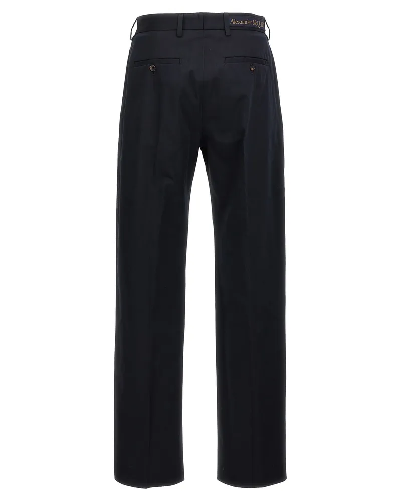 Alexander McQueen Men's Blue Cotton Casual Pants Black