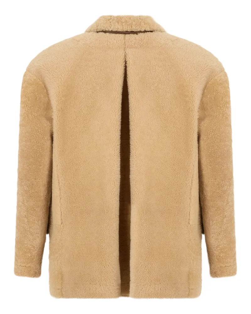 THE MANNEI Women's Blazer Trasona Shearling Beige Sheep Fur Blazers Jacket Beige