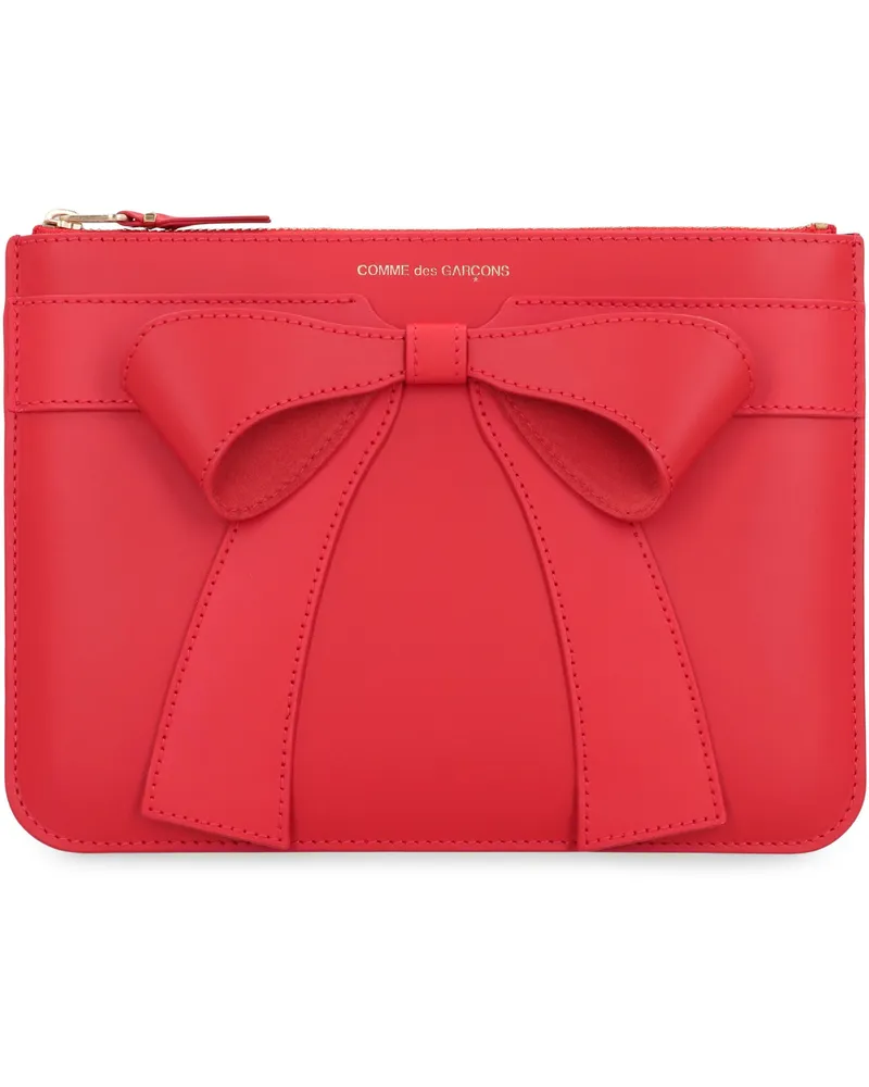 Comme des Garçons Women's Leather Pouch Red Calf Clutch Bags Red