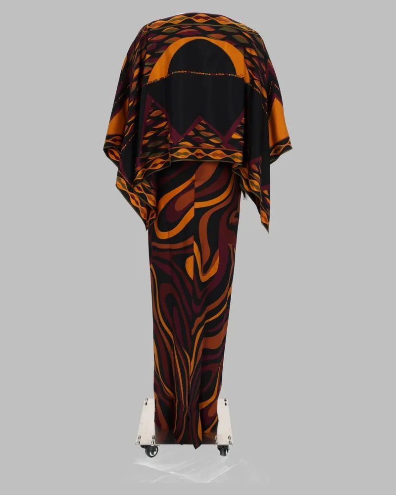 Emilio Pucci Silk Marble-Print Dress — Multicolor Multicolor
