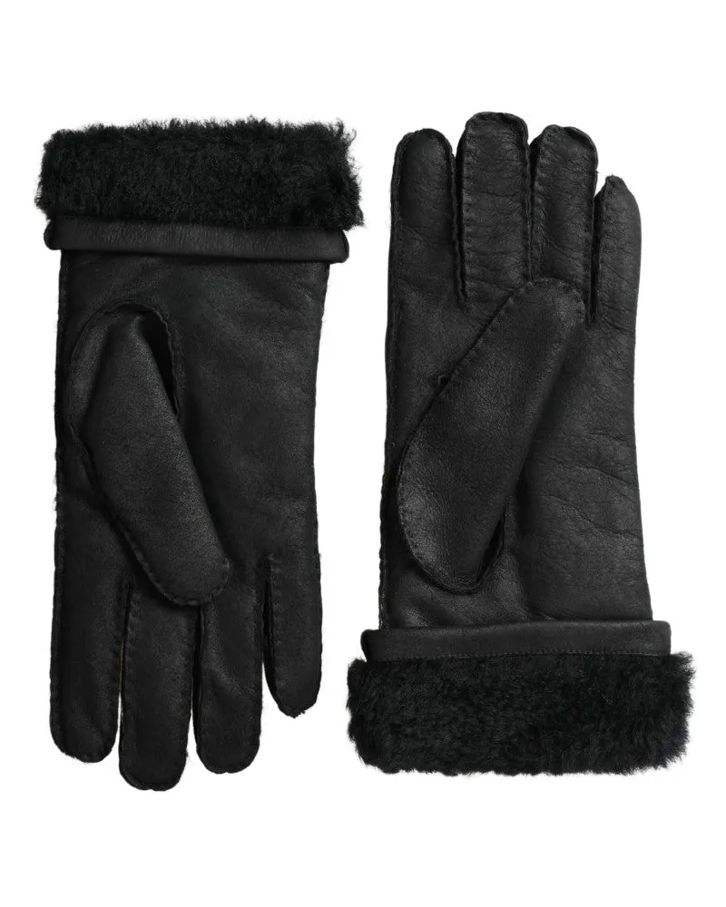 Dolce & Gabbana Leather with Fur Lining Gloves — Black Black