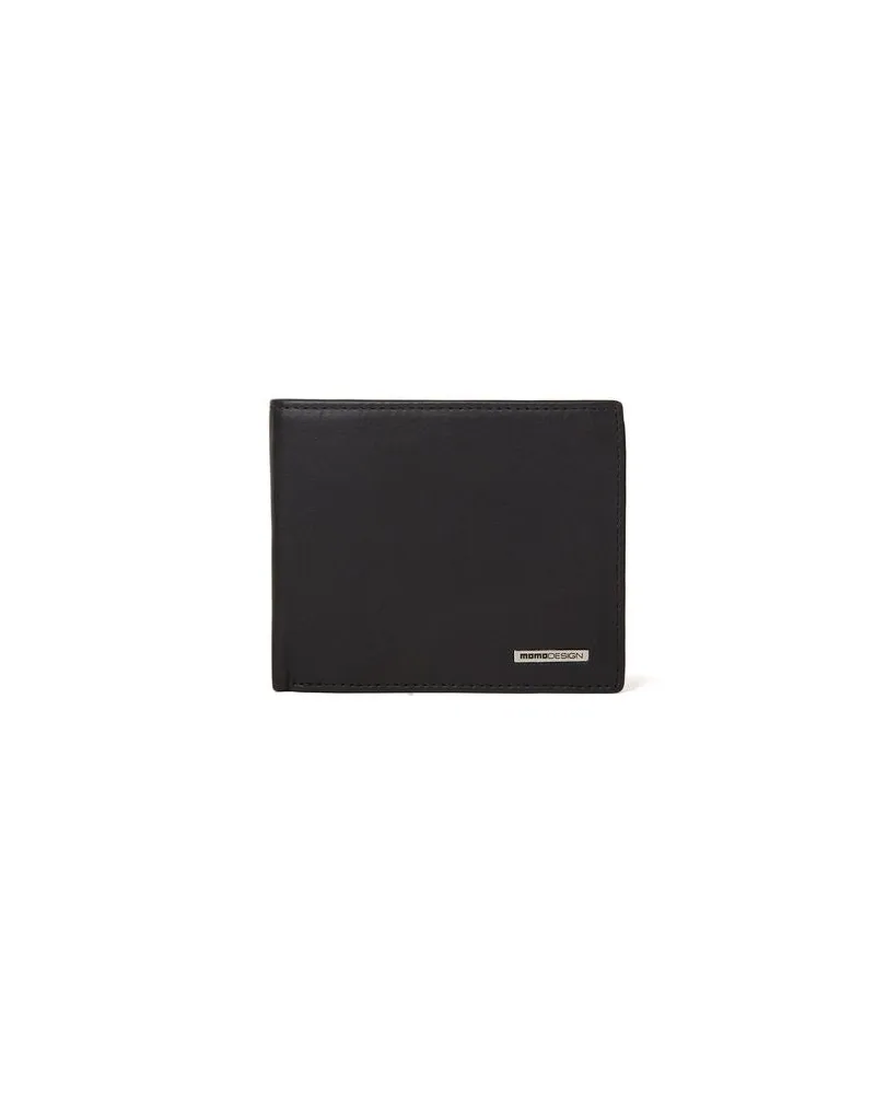 MOMO DESIGN Men's Wallet Black Leather Bags Black