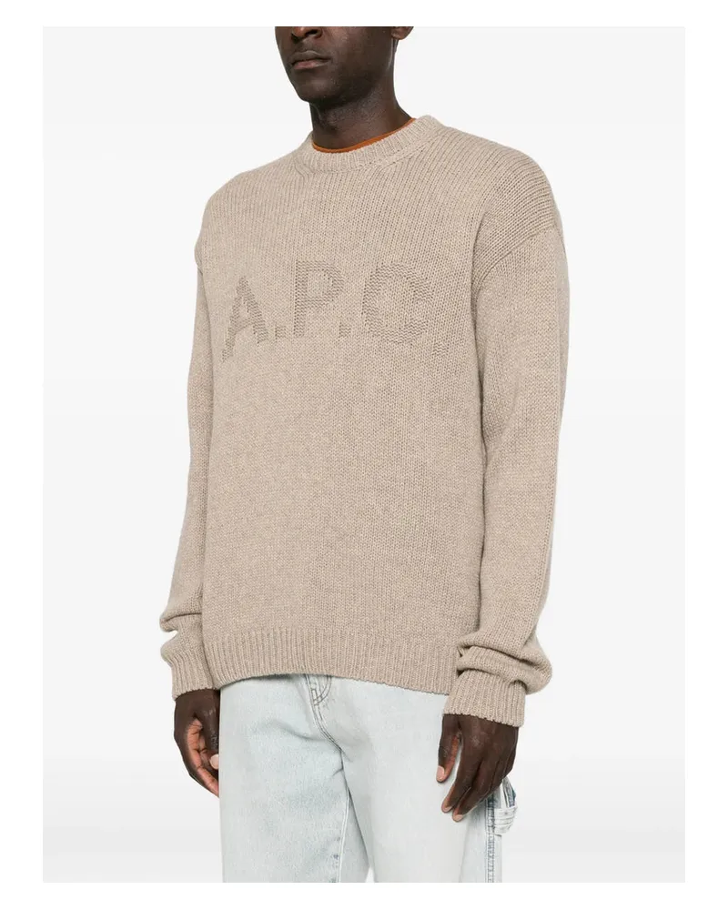 A.P.C. Intarsia-Knit Wool Sweater — Beige Beige