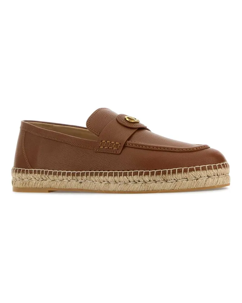 Valentino Garavani Men's Caramel Leather Vlogo Espadrilles Tobacco Espadrillas Brown