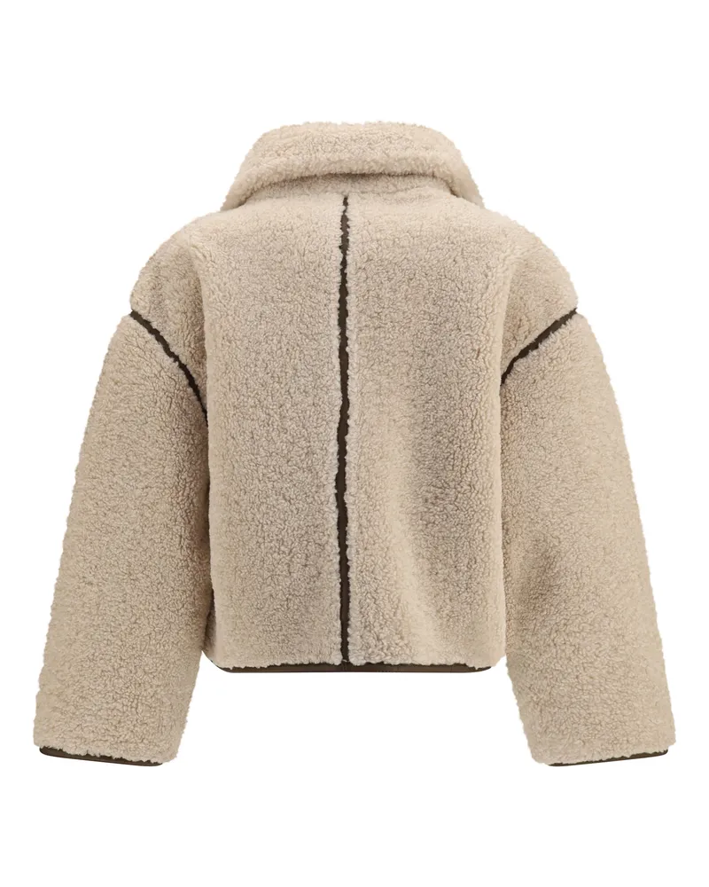 Pinko Women's Eco Shearling Jacket Bianco-Marrone Polyester Furs Bianco/marrone Coat Beige