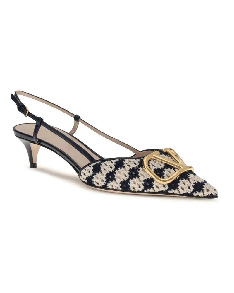 Valentino Garavani Women's Vlogo Signature Slingback Pumps Crochet Fabric 3nl Goatskin-Hircus Goatskin Goatskin/hircus High Heel Shoes Multicolor