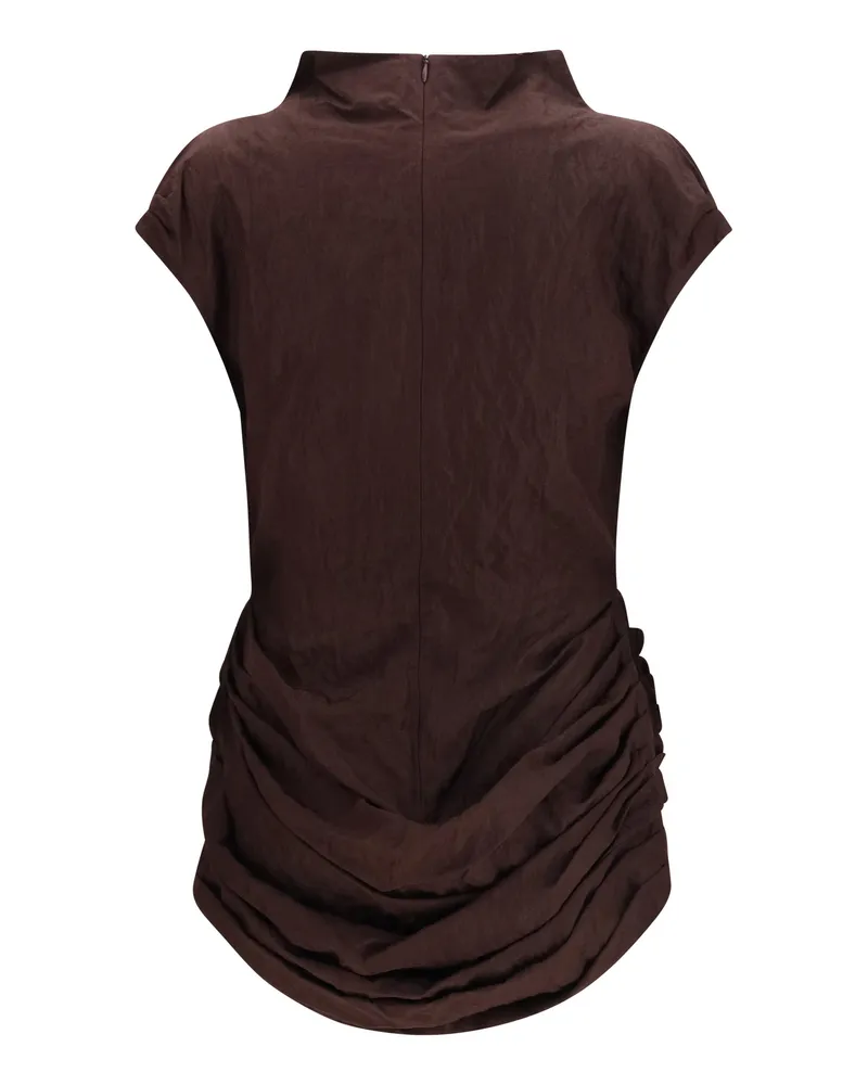 Magda Butrym Women's Draped Mini Dress Brown Cotton Brown