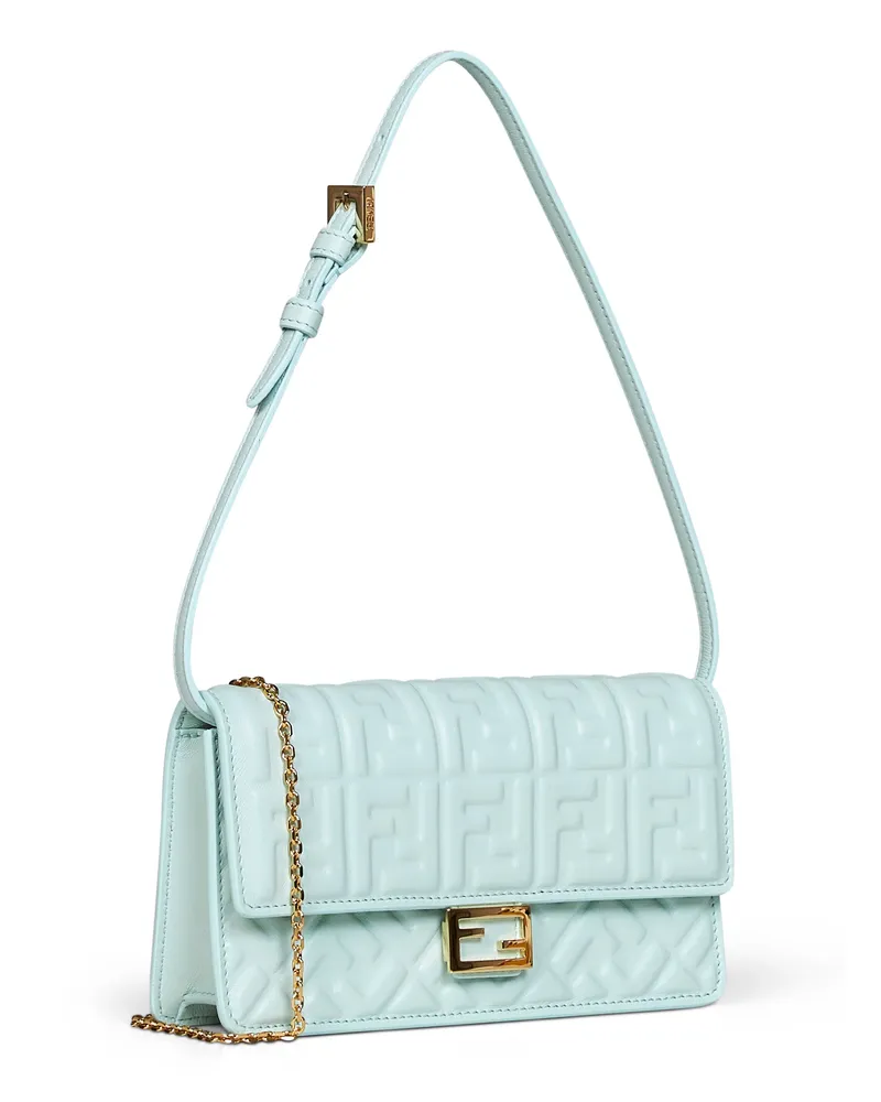 Fendi Women's Wallet-On-Chain Baguette Light Green Lambskin Bag Green