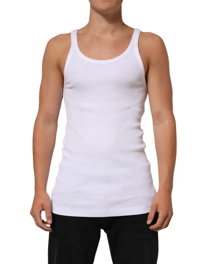Dolce & Gabbana Cotton Round Neck Tank Top — White White