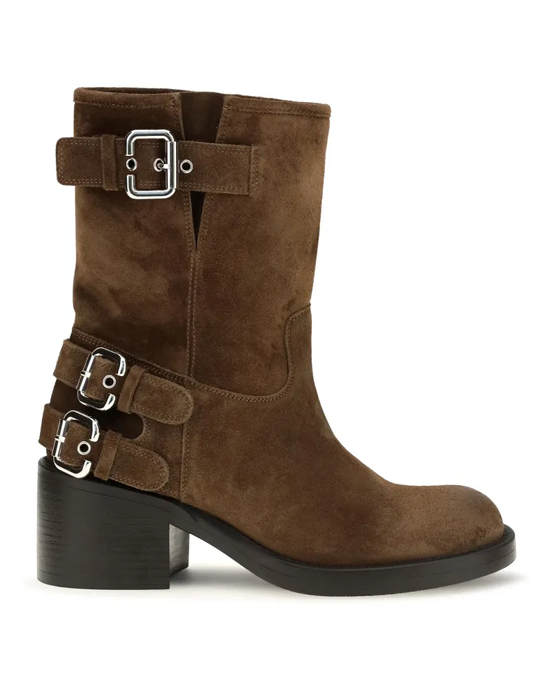 Chloé Women's Ankle Boots Dakota Chocolate Brown Suede Calf Leather Brown