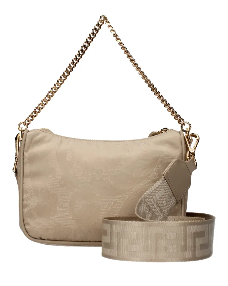 Versace Quilted Fabric Shoulder Bag — Beige Beige