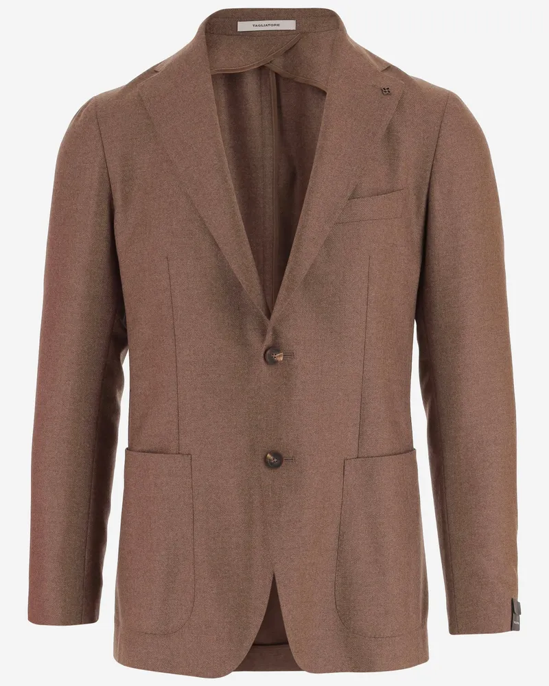 Tagliatore Men's Jacket Wool And Cashmere Brown Brown