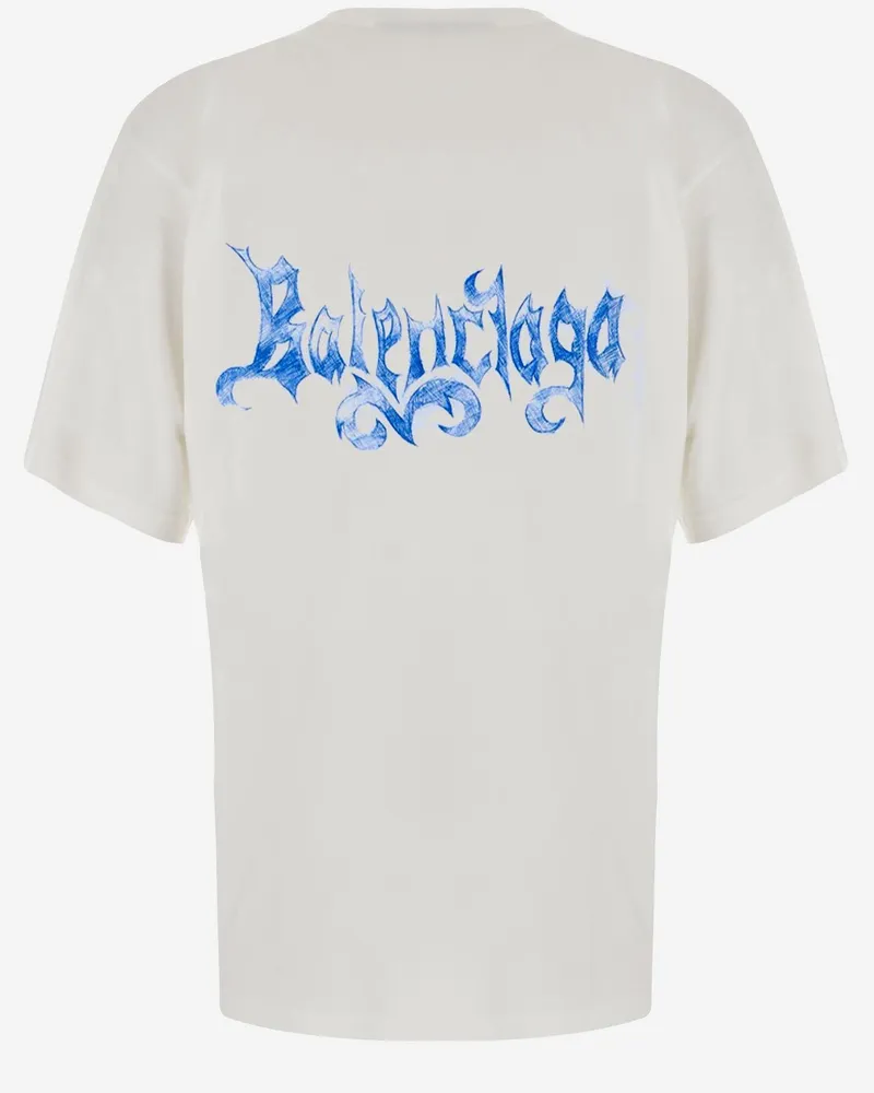 Balenciaga Logo-Embroidered Cotton T-Shirt — White 