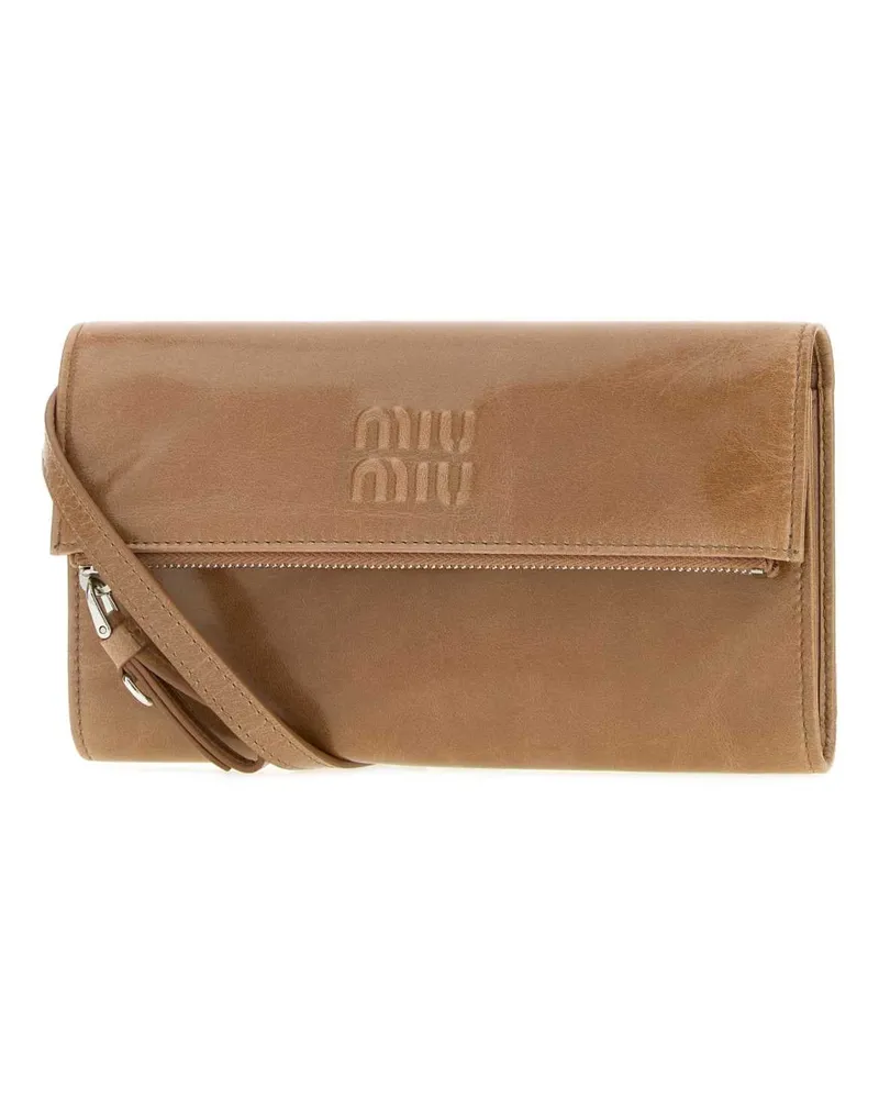 Miu Miu Women's Powder Pink Leather Pouch Cammeo Extra-Accessori Accessory Beige