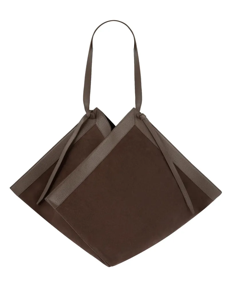 YUZEFI Women's Shoulder Bag Wonton Brown Bovine Leather Brown