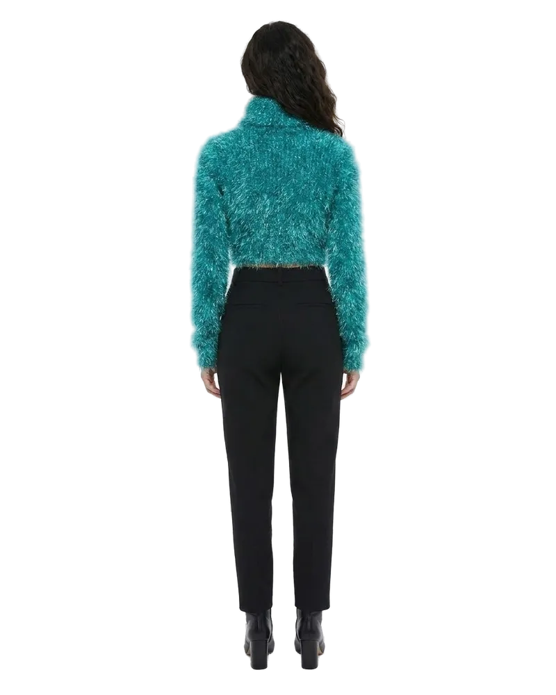 Dolce & Gabbana Fuzzy Wool-Blend Turtleneck Sweater — Blue Blue