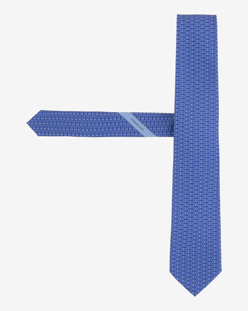 Ferragamo Men's Tie, Light Blue Silk Ties & Bow Blue