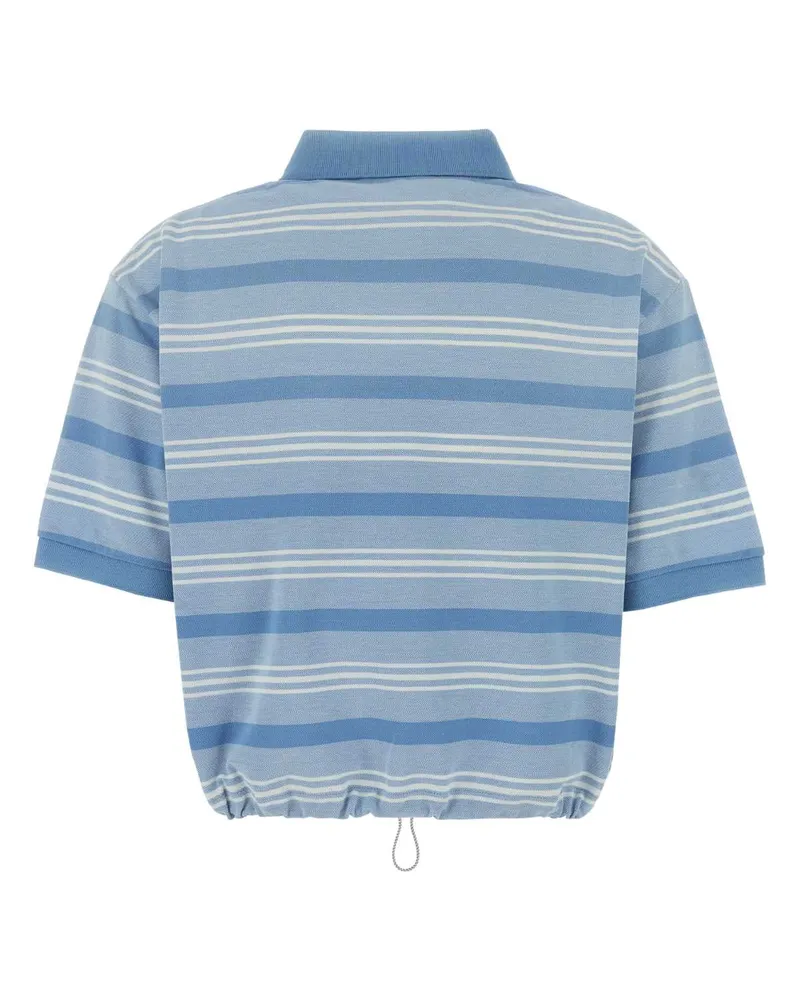 Prada Striped Cotton Piquet Polo Shirt — Blue Blue
