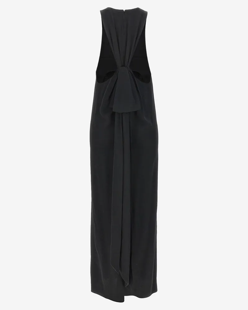 Saint Laurent Women's Viscose Blend Long Dress Black Acetate Black
