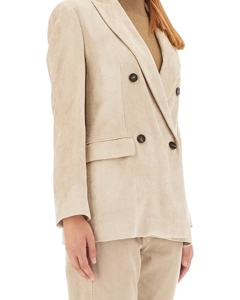 Brunello Cucinelli Double-Breasted Viscose Blazer — Beige Beige