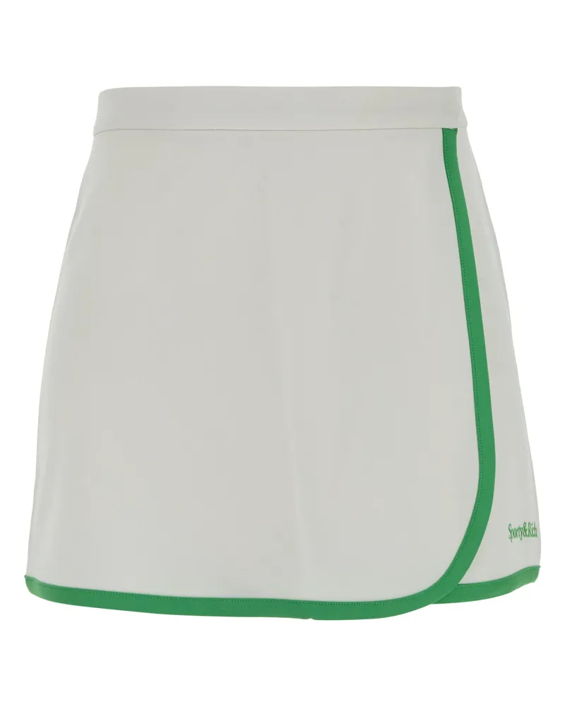 SPORTY & RICH Contrast-Trim A-Line Skirt — White White