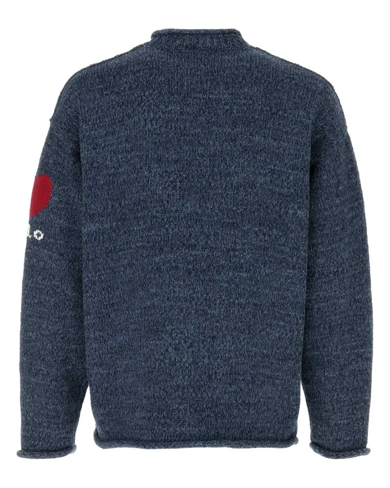 Ralph Lauren Men's American Flag Intarsia Knit Sweater Blue Cotton Blue
