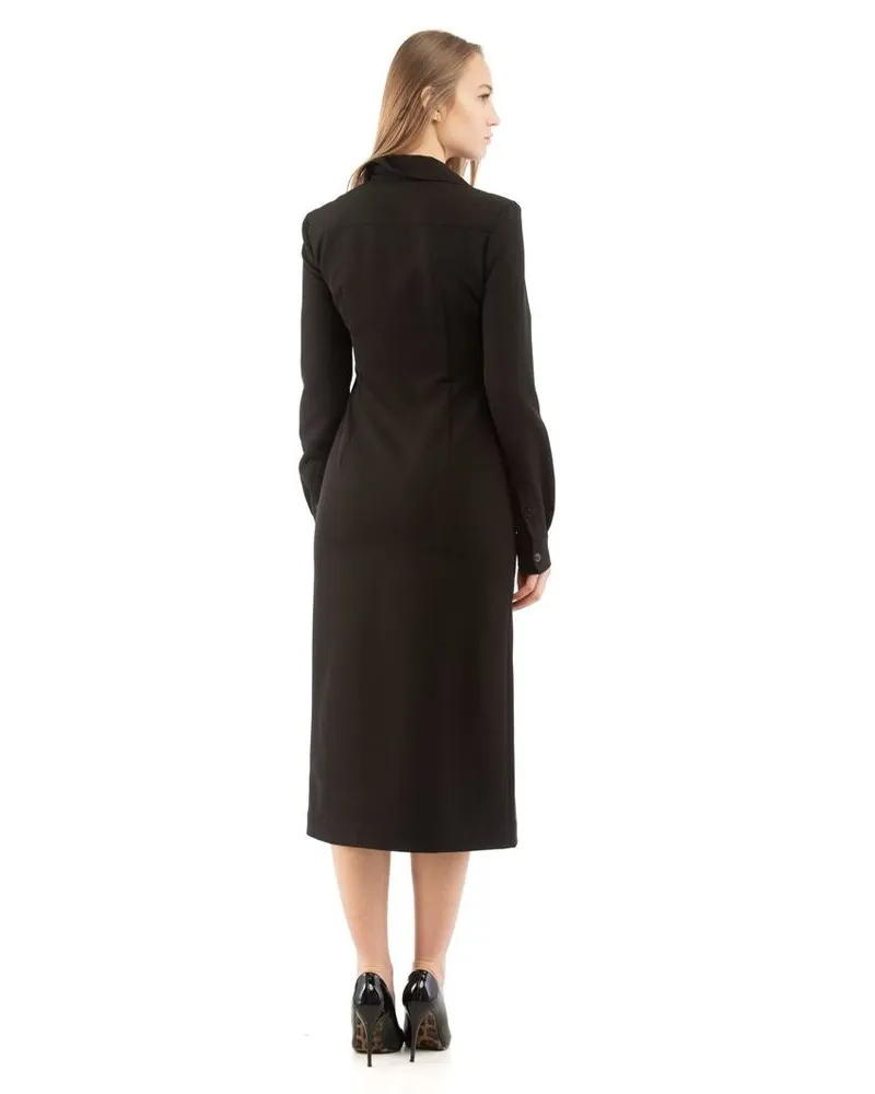 Moschino Shirt-Collar Midi Dress — Black Black