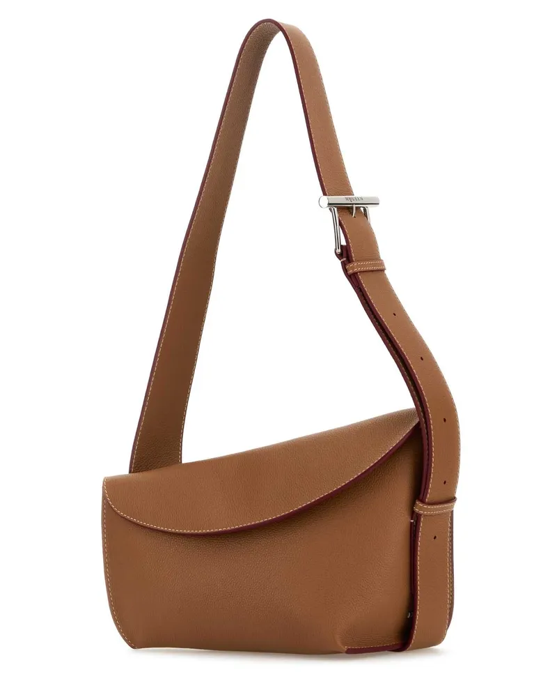 Alexander McQueen Women's Caramel Large Sling T-Bar Crossbody Bag Pecansilver Borse A Tracolla Brown