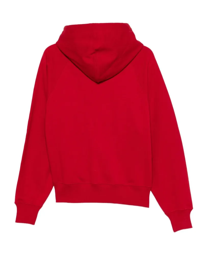 AMI Paris Logo-Print Hoodie — Red Red