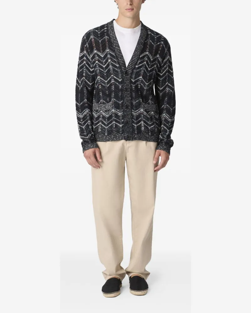 Missoni Men's Cardigan V-Neck Blue Cotton Cardigans Sweater Blue
