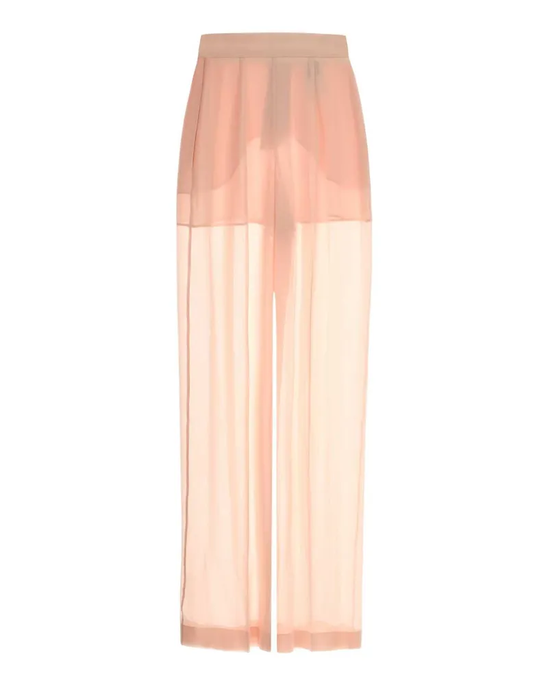 Alberta Ferretti Women's Pink Silk Wide-Leg Pant Rosa Exterior: Pantaloni Pink