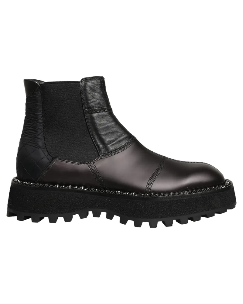Dolce & Gabbana Black Chelsea Boots Leather Slip On Men Shoes Black