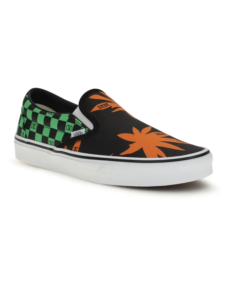 Valentino Garavani Men's Slip-On Sneakers Orchid Black-Red-Green Upper: Cotton Trainers Black/red/green Black