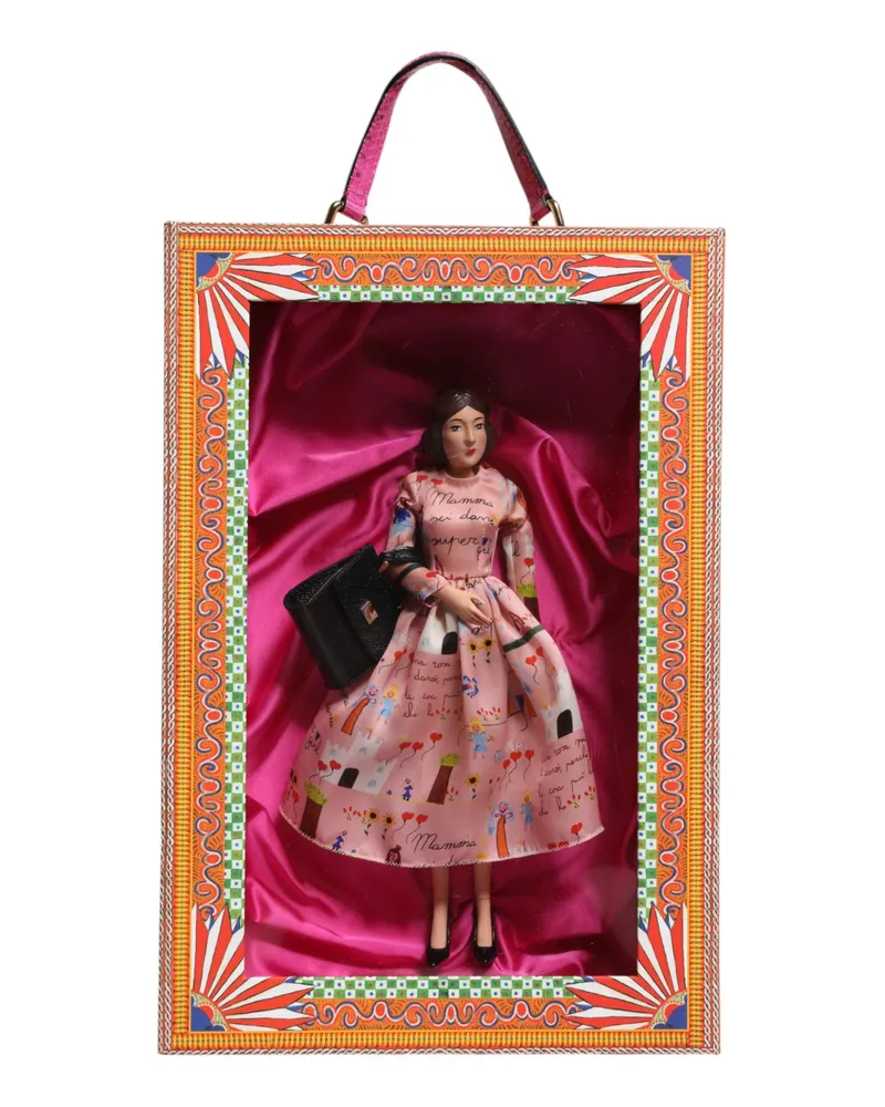 Dolce & Gabbana Pink Dress Ceramic Porcelain Fashion Leather Sicily Dolls Silk Accessory Multicolor