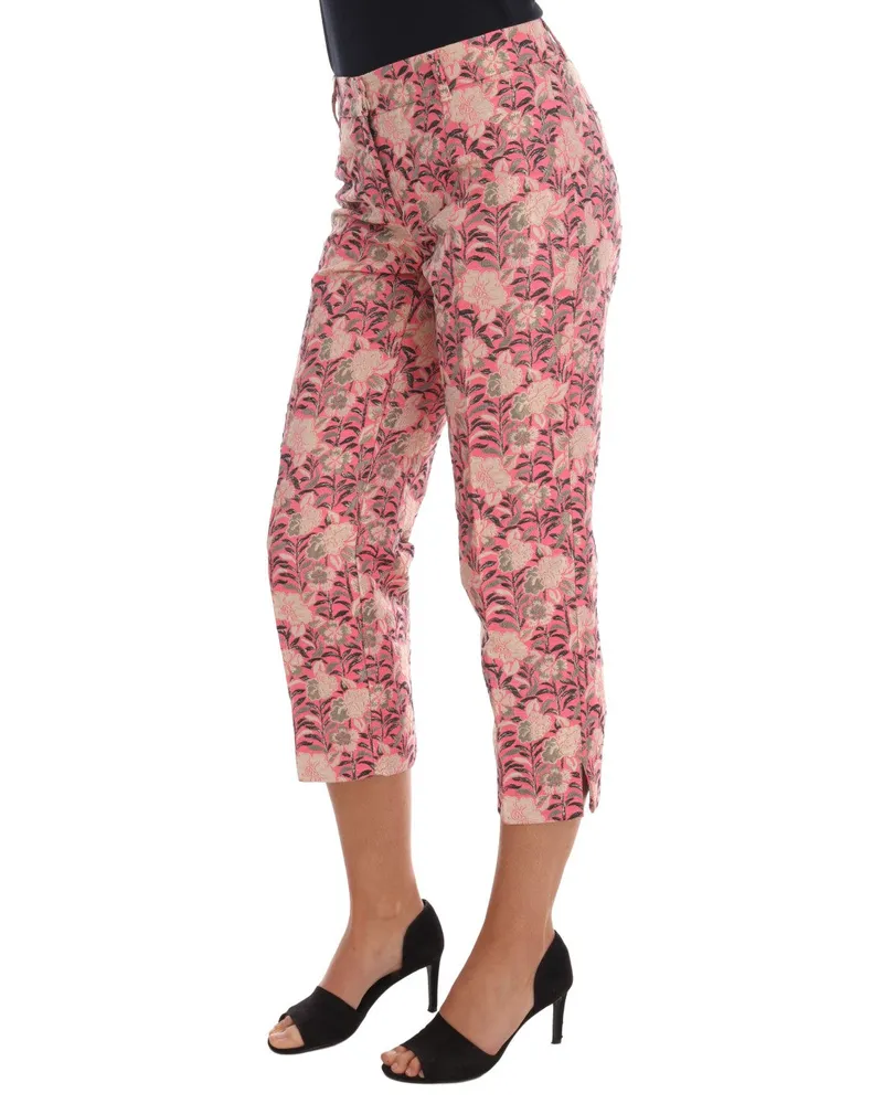 Dolce & Gabbana Women Pink Floral Brocade Capri Pants Cotton Pink