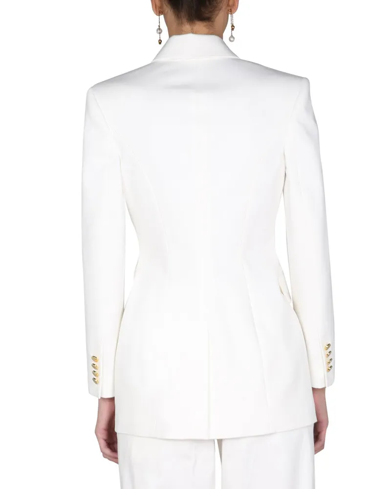 Alexander McQueen Double-Breasted Cotton Blazer — White White